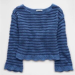 American Eagle Outfitters Navy Crocheted Sweater
